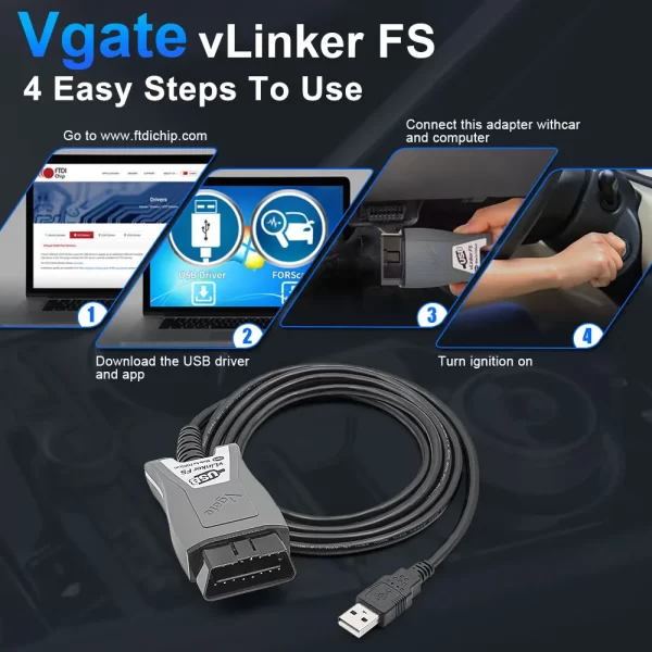 Vgate vLinker elasticity ELM327 pour Ford FORScan HS MS LilELM 327 OBD 2 OBD2, outils petde EAU de diagnostic de voiture OBDII pour Mazda – Compatible renolink 2.0.6 2.0.9